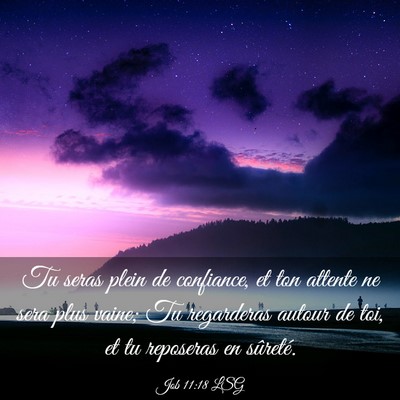 Picture 03 - Job 11:18 LSG - Tu seras plein de confiance, et ton attente ne - Bible Verse Picture