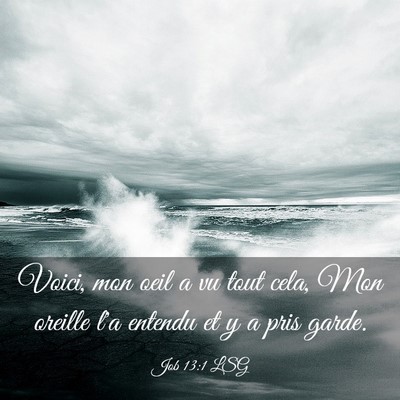 Picture 03 - Job 13:1 LSG - Voici, mon oeil a vu tout cela, Mon oreille l'a - Bible Verse Picture