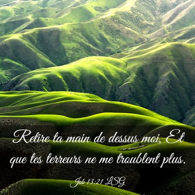 Picture 03 - Job 13:21 LSG - Retire ta main de dessus moi, Et que tes terreurs - Bible Verse Picture