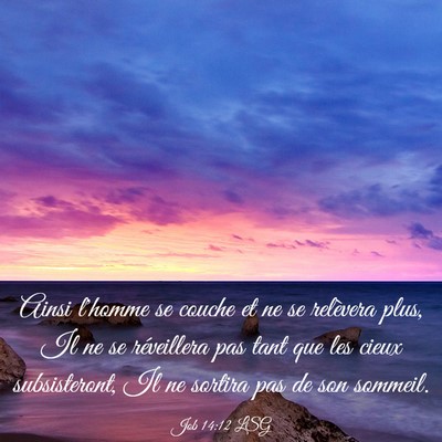 Picture 03 - Job 14:12 LSG - Ainsi l'homme se couche et ne se relèvera plus, - Bible Verse Picture
