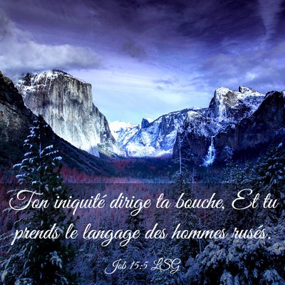 Picture 03 - Job 15:5 LSG - Ton iniquité dirige ta bouche, Et tu prends le - Bible Verse Picture