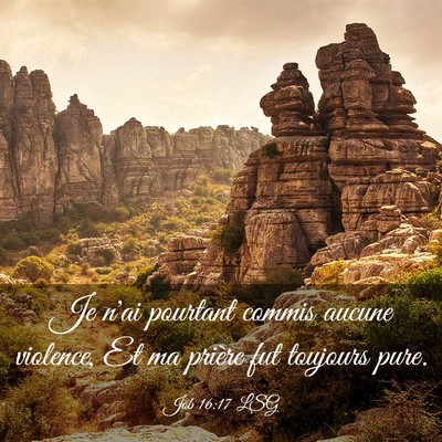 Picture 03 - Job 16:17 LSG - Je n'ai pourtant commis aucune violence, Et ma - Bible Verse Picture