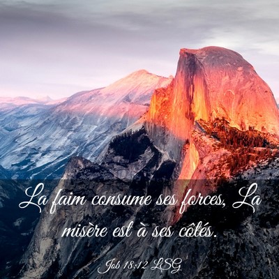 Picture 03 - Job 18:12 LSG - La faim consume ses forces, La misère est à ses - Bible Verse Picture