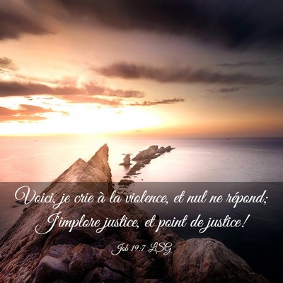 Picture 03 - Job 19:7 LSG - Voici, je crie à la violence, et nul ne répond; - Bible Verse Picture