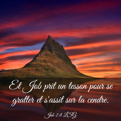 Picture 03 - Job 2:8 LSG - Et Job prit un tesson pour se gratter et s'assit - Bible Verse Picture