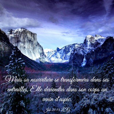 Picture 03 - Job 20:14 LSG - Mais sa nourriture se transformera dans ses - Bible Verse Picture