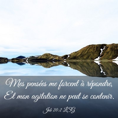 Picture 03 - Job 20:2 LSG - Mes pensées me forcent à répondre, Et mon - Bible Verse Picture