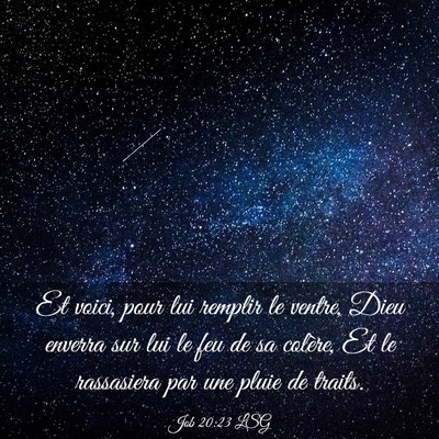Picture 03 - Job 20:23 LSG - Et voici, pour lui remplir le ventre, Dieu - Bible Verse Picture