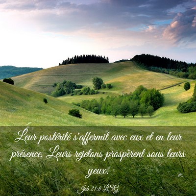 Picture 03 - Job 21:8 LSG - Leur postérité s'affermit avec eux et en leur - Bible Verse Picture