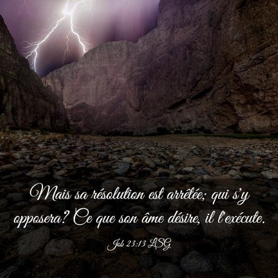 Picture 03 - Job 23:13 LSG - Mais sa résolution est arrêtée; qui s'y - Bible Verse Picture