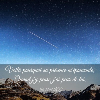 Picture 03 - Job 23:15 LSG - Voilà pourquoi sa présence m'épouvante; Quand - Bible Verse Picture