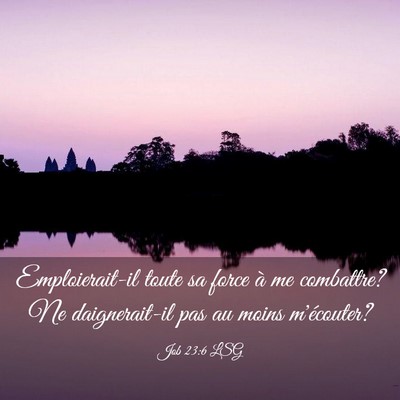 Picture 03 - Job 23:6 LSG - Emploierait-il toute sa force à me combattre? Ne - Bible Verse Picture