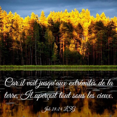 Picture 03 - Job 28:24 LSG - Car il voit jusqu'aux extrémités de la terre, - Bible Verse Picture