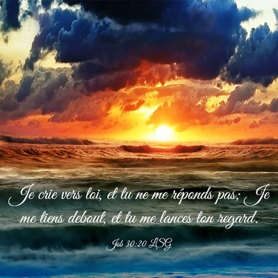 Picture 03 - Job 30:20 LSG - Je crie vers toi, et tu ne me réponds pas; Je me - Bible Verse Picture
