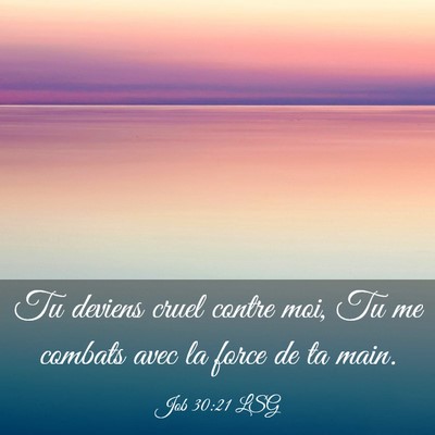 Picture 03 - Job 30:21 LSG - Tu deviens cruel contre moi, Tu me combats avec - Bible Verse Picture