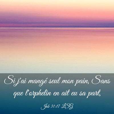 Picture 03 - Job 31:17 LSG - Si j'ai mangé seul mon pain, Sans que l'orphelin - Bible Verse Picture