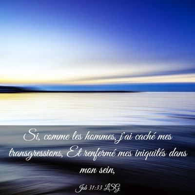 Picture 03 - Job 31:33 LSG - Si, comme les hommes, j'ai caché mes - Bible Verse Picture