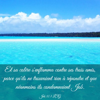 Picture 03 - Job 32:3 LSG - Et sa colère s'enflamma contre ses trois amis, - Bible Verse Picture
