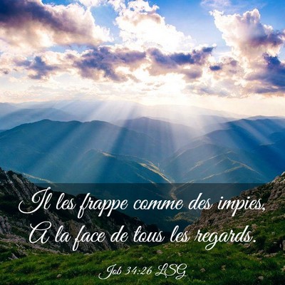 Picture 03 - Job 34:26 LSG - Il les frappe comme des impies, A la face de tous - Bible Verse Picture
