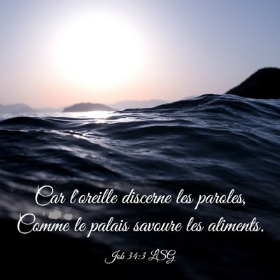 Picture 03 - Job 34:3 LSG - Car l'oreille discerne les paroles, Comme le - Bible Verse Picture