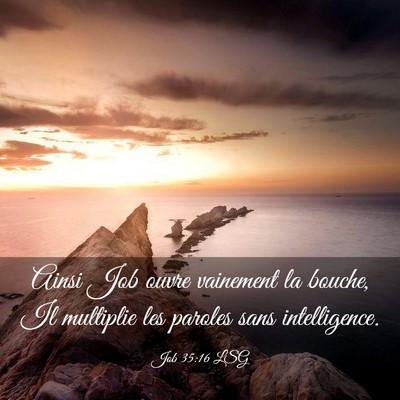 Picture 03 - Job 35:16 LSG - Ainsi Job ouvre vainement la bouche, Il multiplie - Bible Verse Picture