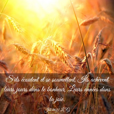 Picture 03 - Job 36:11 LSG - S'ils écoutent et se soumettent, Ils achèvent - Bible Verse Picture