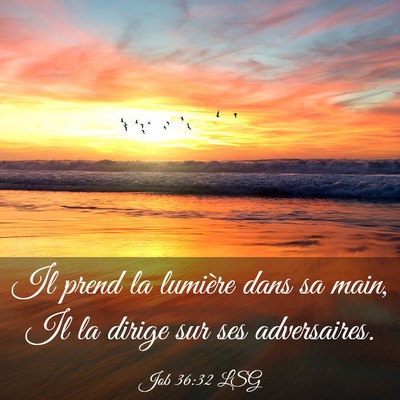 Picture 03 - Job 36:32 LSG - Il prend la lumière dans sa main, Il la dirige - Bible Verse Picture