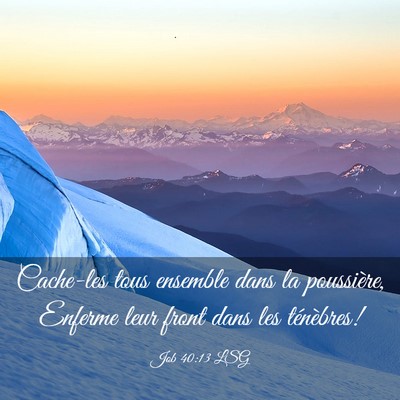 Picture 03 - Job 40:13 LSG - Cache-les tous ensemble dans la poussière, - Bible Verse Picture