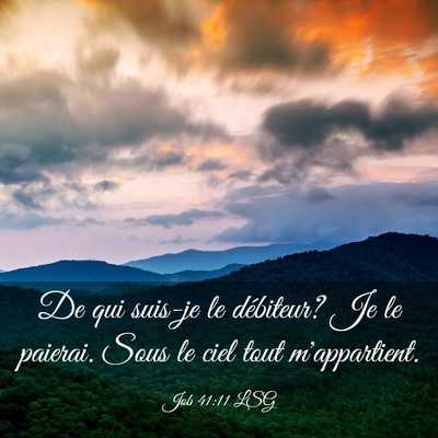 Picture 03 - Job 41:11 LSG - De qui suis-je le débiteur? Je le paierai. Sous - Bible Verse Picture