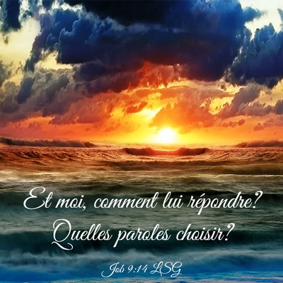 Picture 03 - Job 9:14 LSG - Et moi, comment lui répondre? Quelles paroles - Bible Verse Picture