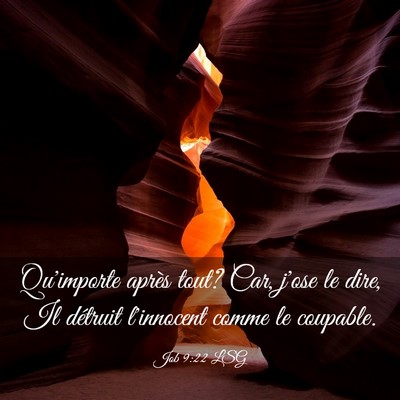 Picture 03 - Job 9:22 LSG - Qu'importe après tout? Car, j'ose le dire, Il - Bible Verse Picture