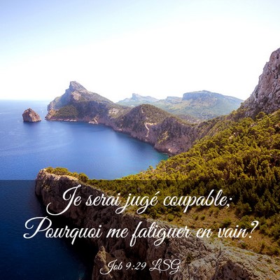 Picture 03 - Job 9:29 LSG - Je serai jugé coupable; Pourquoi me fatiguer en - Bible Verse Picture