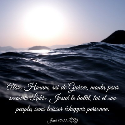Picture 03 - Josué 10:33 LSG - Alors Horam, roi de Guézer, monta pour secourir - Bible Verse Picture