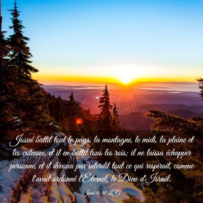 Picture 03 - Josué 10:40 LSG - Josué battit tout le pays, la montagne, le midi, - Bible Verse Picture