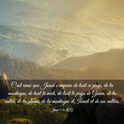 Picture 03 - Josué 11:16 LSG - C'est ainsi que Josué s'empara de tout ce pays, - Bible Verse Picture