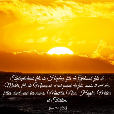Picture 03 - Josué 17:3 LSG - Tselophchad, fils de Hépher, fils de Galaad, - Bible Verse Picture