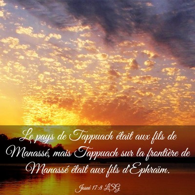 Picture 03 - Josué 17:8 LSG - Le pays de Tappuach était aux fils de Manassé, - Bible Verse Picture