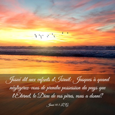 Picture 03 - Josué 18:3 LSG - Josué dit aux enfants d'Israël: Jusques à - Bible Verse Picture