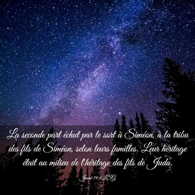 Picture 03 - Josué 19:1 LSG - La seconde part échut par le sort à Siméon, à - Bible Verse Picture