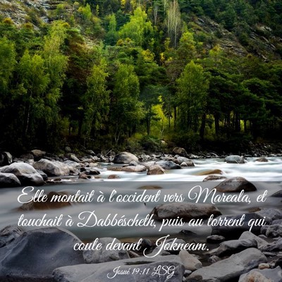 Picture 03 - Josué 19:11 LSG - Elle montait à l'occident vers Mareala, et - Bible Verse Picture