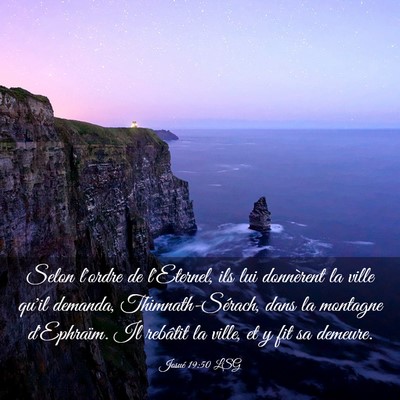 Picture 03 - Josué 19:50 LSG - Selon l'ordre de l'Eternel, ils lui donnèrent la - Bible Verse Picture