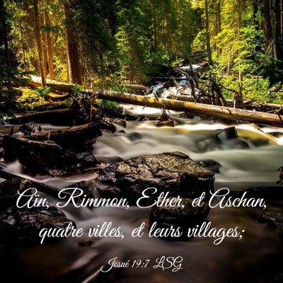 Picture 03 - Josué 19:7 LSG - Aïn, Rimmon, Ether, et Aschan, quatre villes, et - Bible Verse Picture