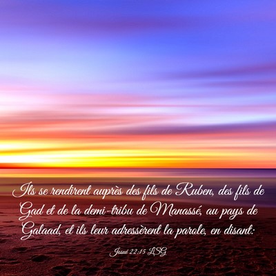 Picture 03 - Josué 22:15 LSG - Ils se rendirent auprès des fils de Ruben, des - Bible Verse Picture