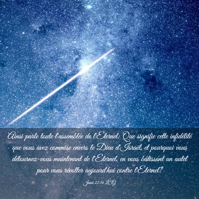 Picture 03 - Josué 22:16 LSG - Ainsi parle toute l'assemblée de l'Eternel: Que - Bible Verse Picture