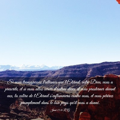 Picture 03 - Josué 23:16 LSG - Si vous transgressez l'alliance que l'Eternel, - Bible Verse Picture