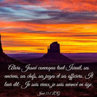 Picture 03 - Josué 23:2 LSG - Alors Josué convoqua tout Israël, ses anciens, - Bible Verse Picture