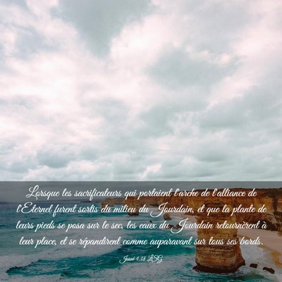 Picture 03 - Josué 4:18 LSG - Lorsque les sacrificateurs qui portaient l'arche - Bible Verse Picture