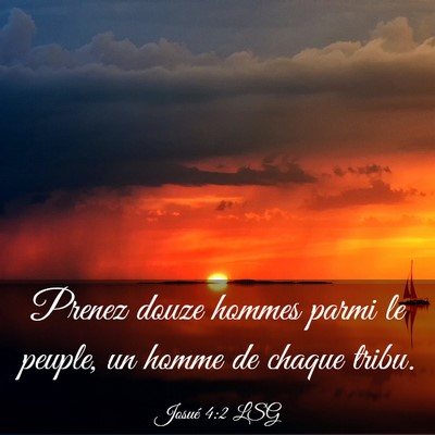 Picture 03 - Josué 4:2 LSG - Prenez douze hommes parmi le peuple, un homme de - Bible Verse Picture