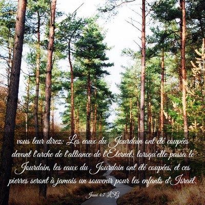 Picture 03 - Josué 4:7 LSG - vous leur direz: Les eaux du Jourdain ont été - Bible Verse Picture