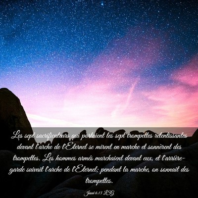 Picture 03 - Josué 6:13 LSG - Les sept sacrificateurs qui portaient les sept - Bible Verse Picture